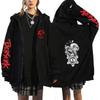 Berserk Anime Hooded Zip-Up Sweatshirt Men Oversized Fleece-Lined Pullover With Drawstring Cap Side Pockets