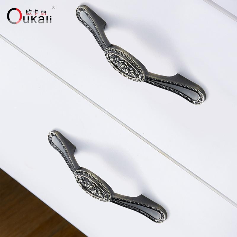 High-class European-style Kitchen Furniture Handle Retro Rose Pattern Zinc Alloy Drawer Cabinet Cupboard Door Handle