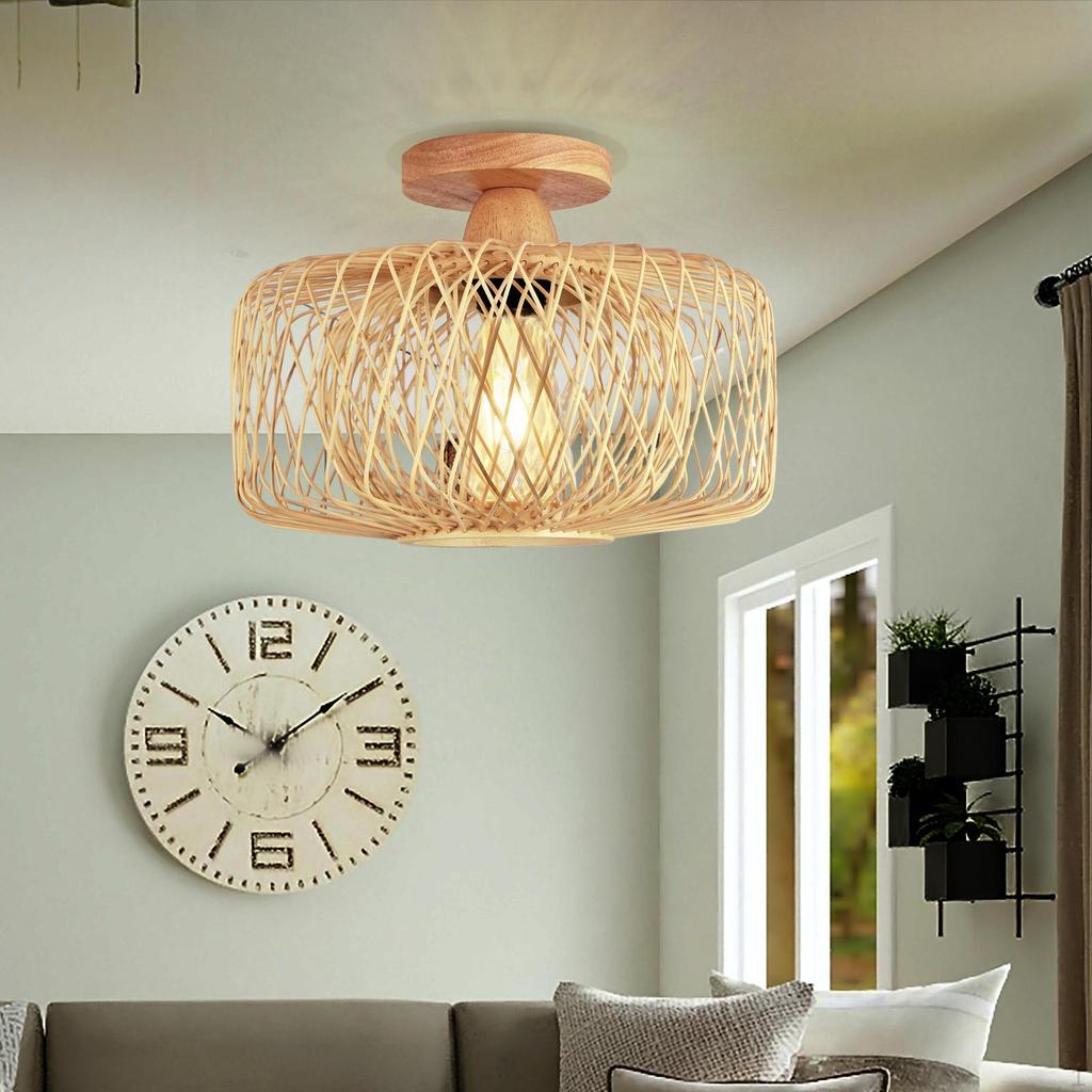Woven Pendant Lights Shade Ceiling Light Lampshade Antique Lamp Desk Table Hanging