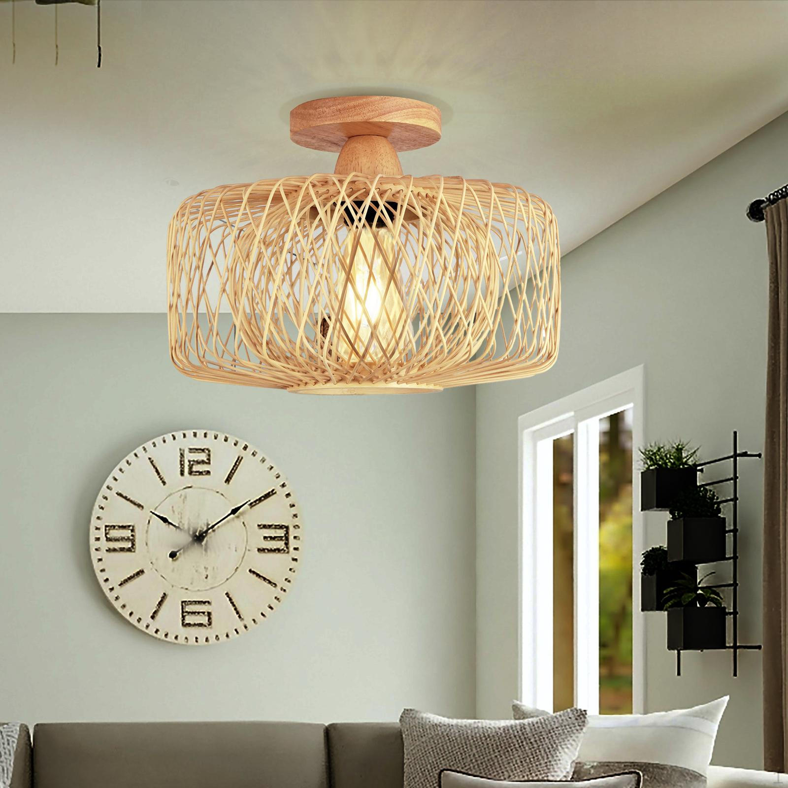 Woven Pendant Lights Shade Ceiling Light Lampshade Antique Lamp Desk Table Hanging