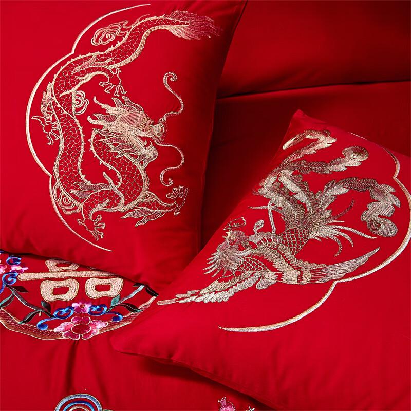Grace Dragon & Phoenix Embroidered Cotton Bedding Set