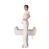 26 Europe, America, Amazon cross-border women's clothing new stand-up collar water drop type hollow design bubble sleeve top trousers