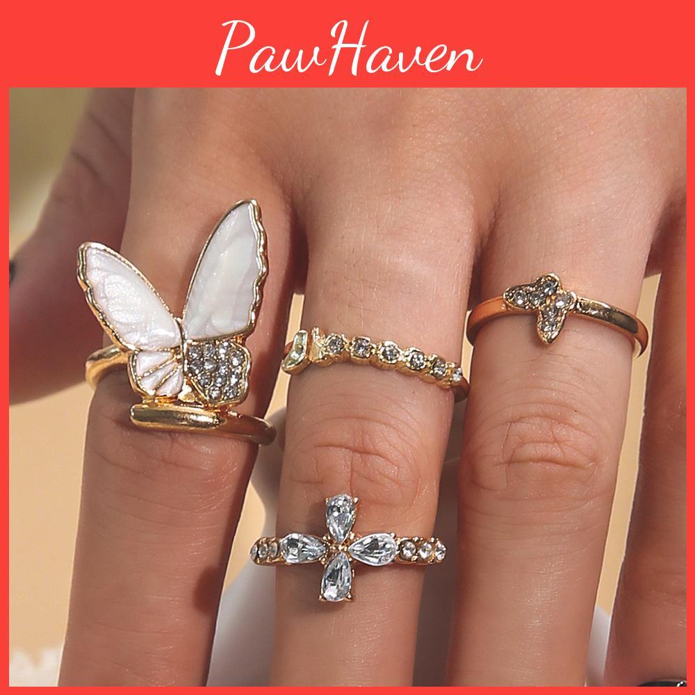 Stylish And Elegant Butterfly Diamond Ring Set Wholesale Fashion Accessories