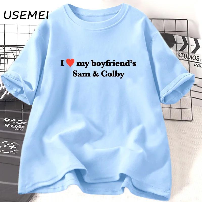 I Love Sam and Colby Tshirt Women Casual Cotton Heart Tshirt 90s Clothes Vintage Harajuku Fashion Streetwear Female Clothing