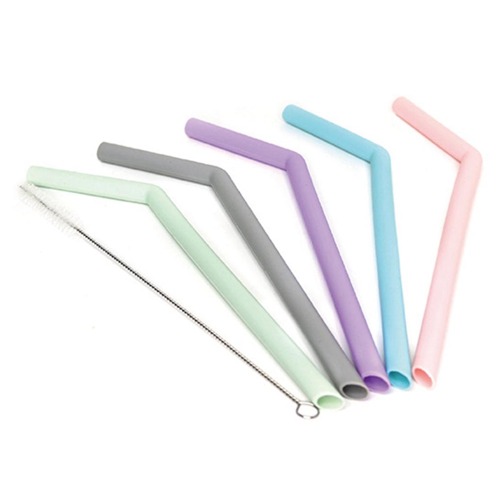 5 Pieces Drinking Straws with Cleaning Brush for Toddlers & Kids Easy To Use