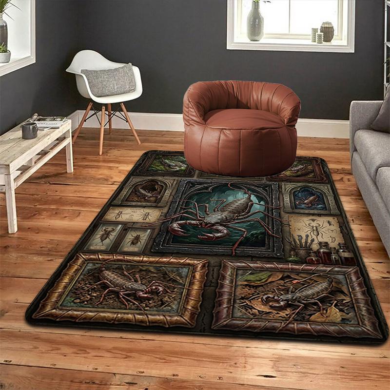 Scorpion Studies Gothic Frames Pattern Rug Floor Mat for Living Room or Bedroom Soft and Comfortable Carpet a Gift for Birthday and Holiday.