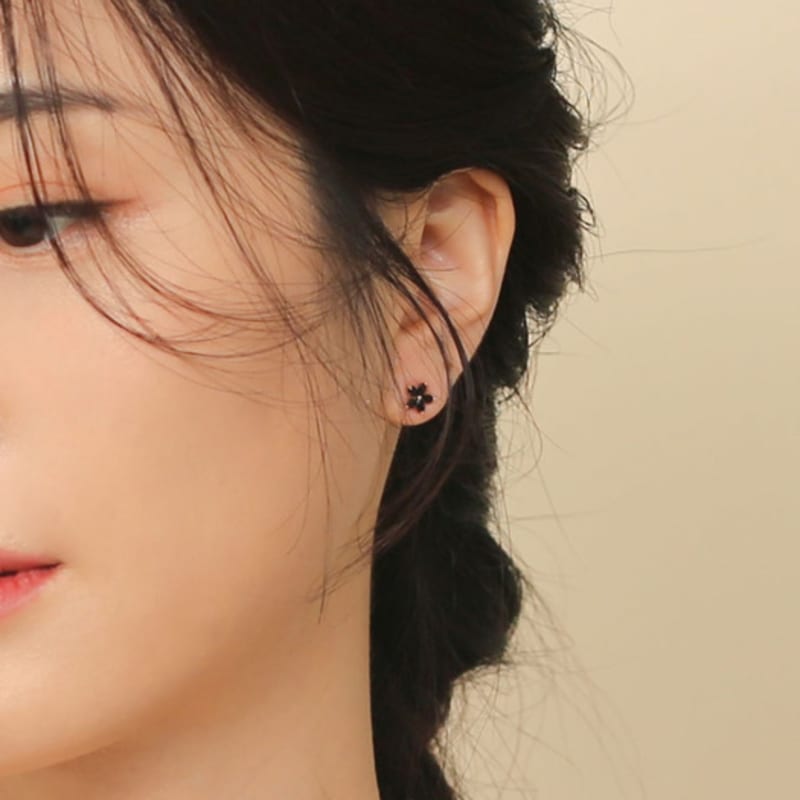 JUDY AND PAUL Mare Black Crystal Flower Anklet Earrings