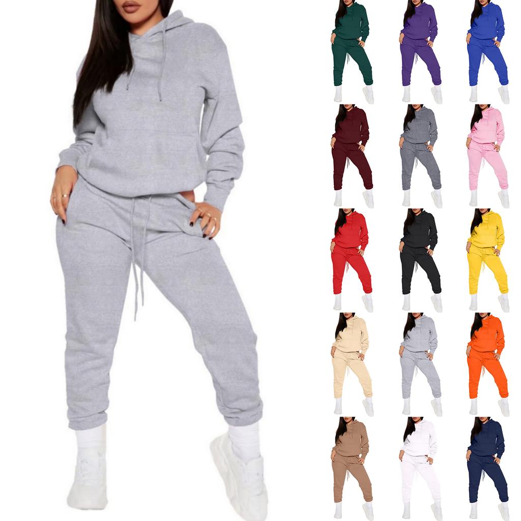 Fashionable Women's Casual Sweatshirt Hooded Sports Suit