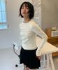 RONRON Ruched Slim Fit T Shirt Ivory Dot