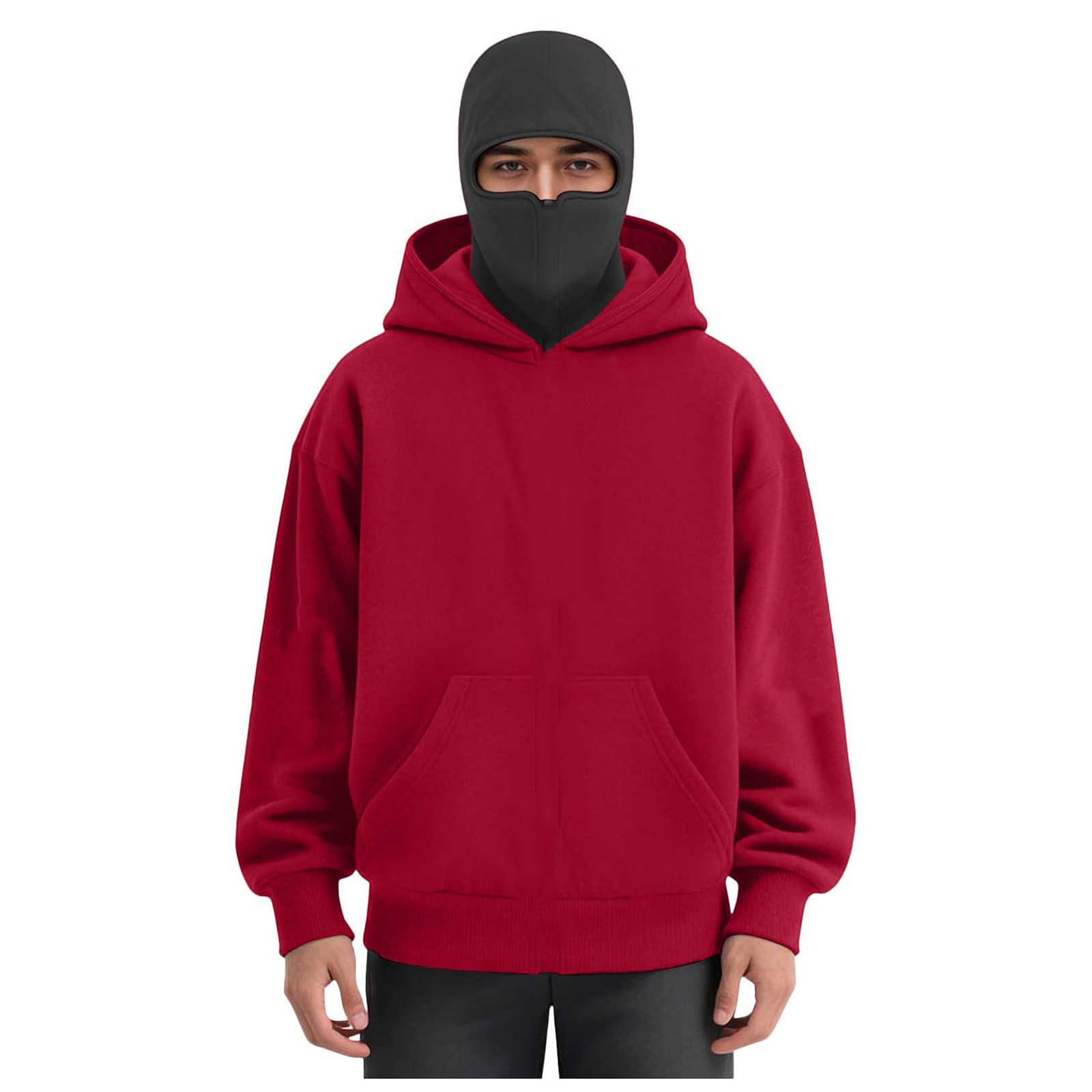 

Спортивный костюм с капюшоном, унисекс, одежда для бега, пуловер с длинными рукавами, толстовка с капюшоном XL красный