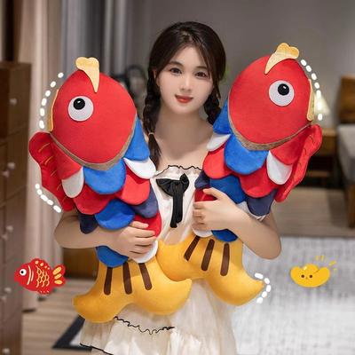 1 peça 65cm Desenho Animado Simulação Carpa Brinquedo de Pelúcia Recheado Macio Fofo Peixe Koi Bonecos Brinquedos para Crianças Presente de Aniversário Decoração de Cama