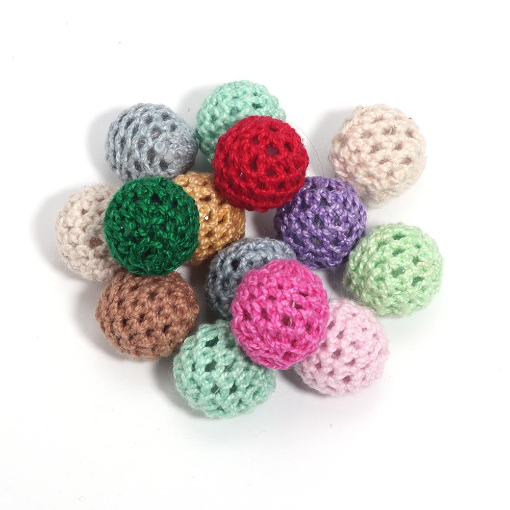 10pcs 14/20mm Acrylic Crochet Beads Colorful Round Knitting Wool Ball Beads For Jewelry Making DIY Necklace Bracelets KeyChain