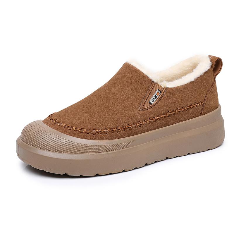 Mens Large Size Soft Sole Winter Warm Fur One Foot Snow Boots Padded Lined Ankle Boots Anti-slip Hiking Casual Sports Cotton Boots