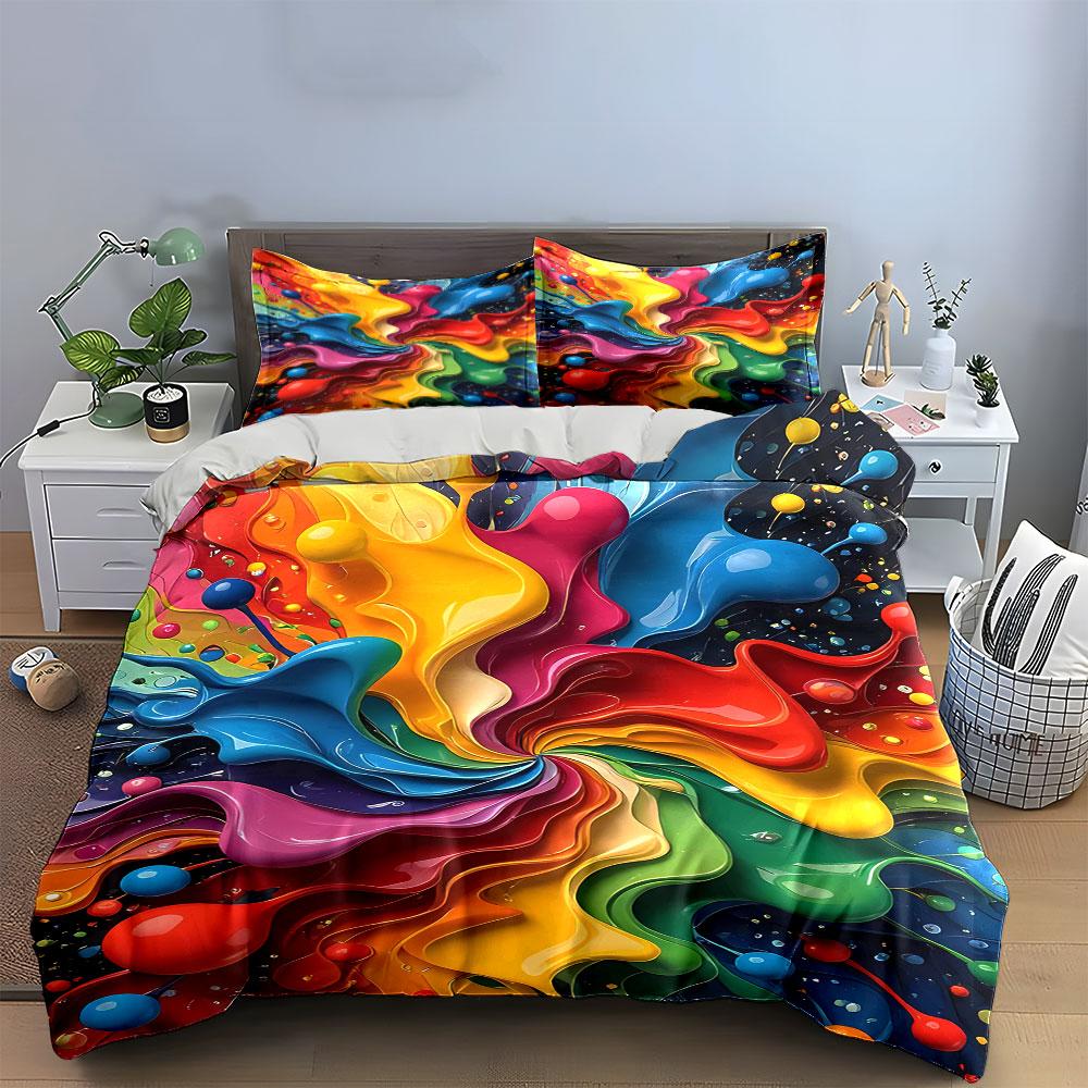 Swirling Colorful Paint Splashes. Bedding Sets Duvet Cover Sets Duvet Covers Pillowcases(1 * Duvet Cover 2 * Pillowcases Without Duvet Insert)