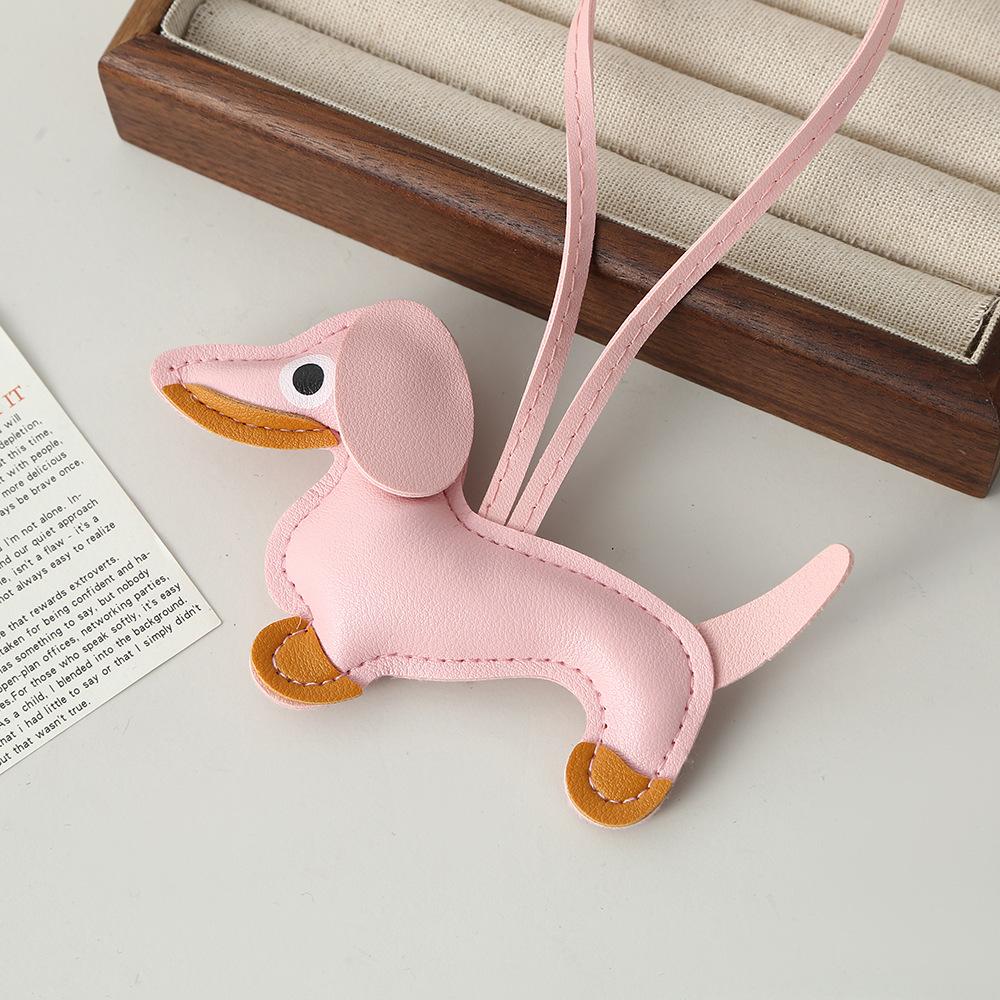 Dachshund leather pendant Korean version diy cute ins puppy bag pendant lanyard couple car pendant