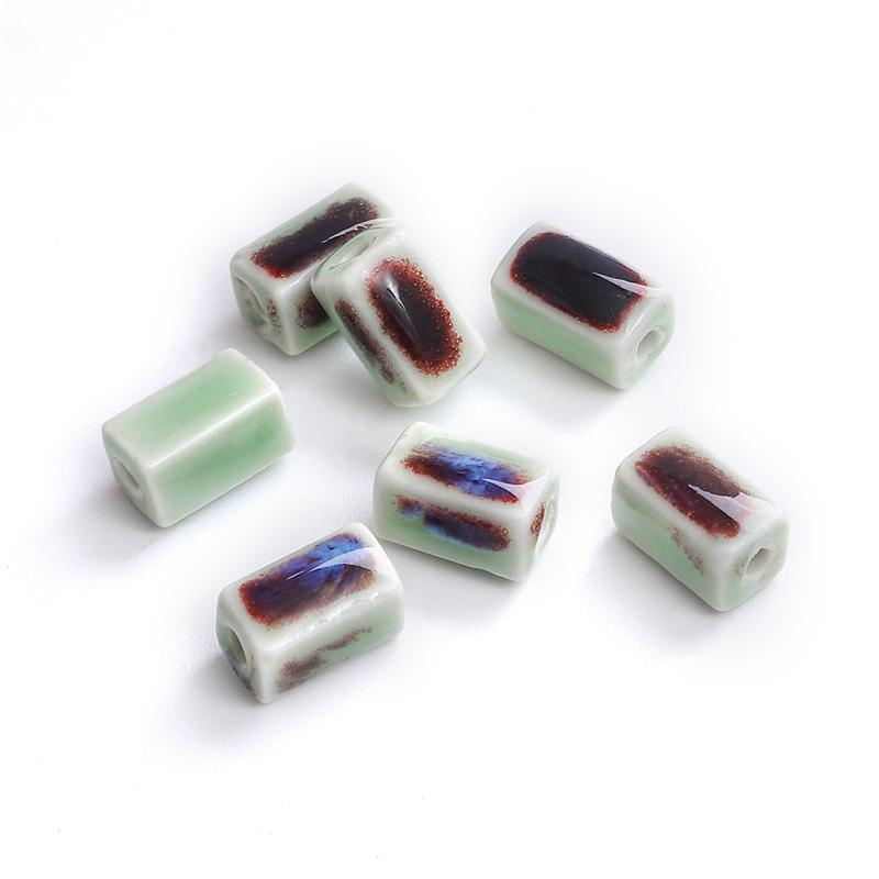 10 Pz 13x8mm Fiore Smalto Perle di Porcellana Rettangolo Cuboide Perle di Ceramica Per Creazione di Gioielli FAI DA TE Pendenti E Ciondoli Collana Del Braccialetto artigianato