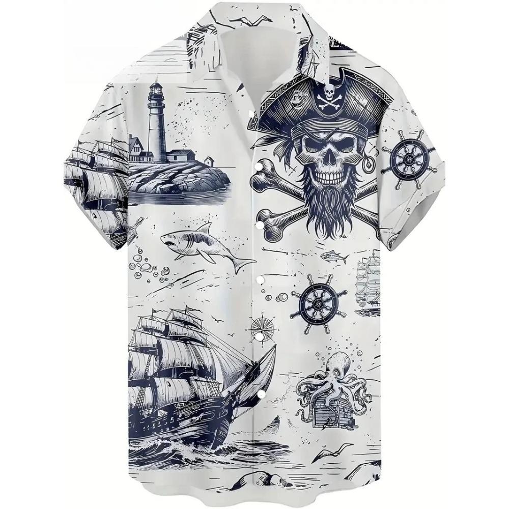 3D Printed Pattern Men's Shirt Summer Loose Street Shirt Men's Button Casual Shirt