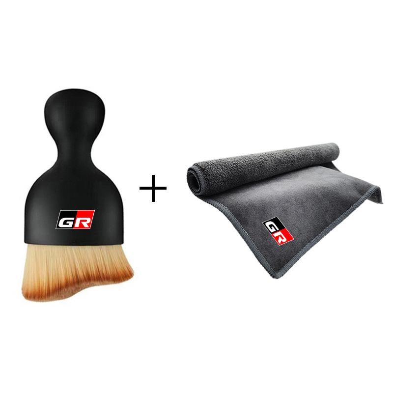 Car Soft Brush Tool Dust Remover Suede Fleece Microfiber Wash Towel For Toyota GR 86 Corolla Prius YARiS Hilux CHR SUPRA RAV4