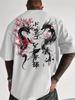 Twin Dragons Sakura Cherry Blossom Graphic Tshirt Unisex Unisex Streetwear Short Sleeve Cotton Aesthetic Urban Style Tee Tops