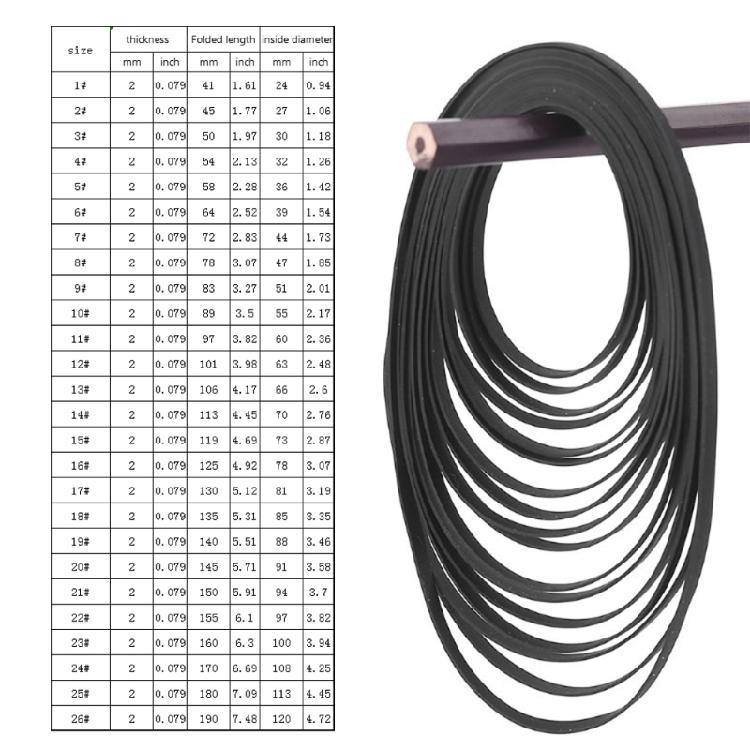 5 Stück 2mm Quadratische gefaltete Gummiriemen 41-190mm Neu Sortiert Gemeinsamer Riemen