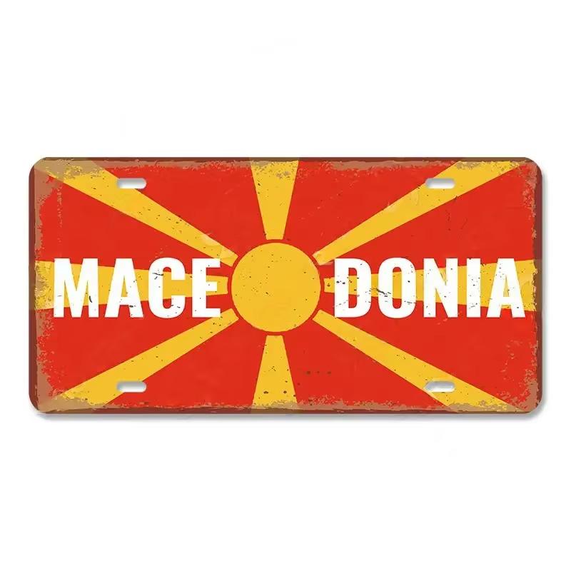 High Definition Metal Tin Sign Vintage License Plate Style Country National Flag Themed Retro Wall Art Decor for Home Bar Pub