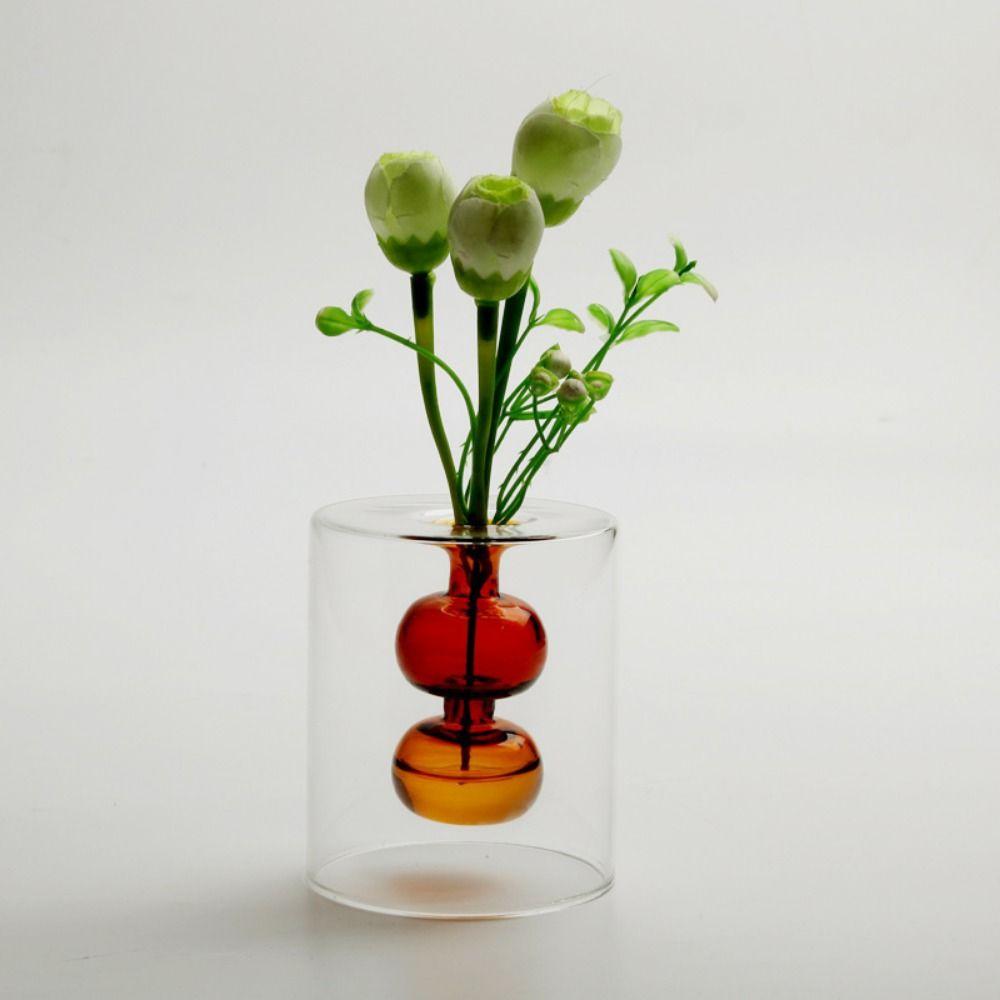 Arrangement Double Layered Household Flower Vases Flower Bottle Glass Vase Aromatherapy Bottle