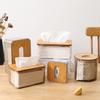 Tissue Clear Box Napkin Household Transparent Holder Paper Box With Bamboo CoverContainer Living Room Bedroom Tissue Storage Box