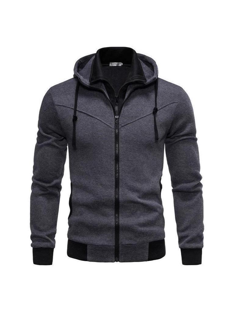 Autumn/Winter Cross-Border Fashion: Solid Color Plus Velvet Loose Hooded Jacket with Double Zipper and Long Sleeves