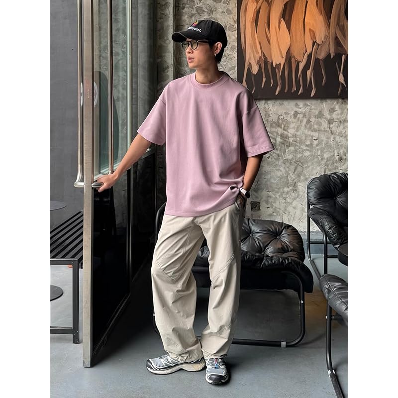 [CHANGE WELL] Men's ``2024'' SS” fashion spring/summer clothes 9 oz air layer (short sleeve) sweatshirt Thick stretch big silhouette T-shirt cut and