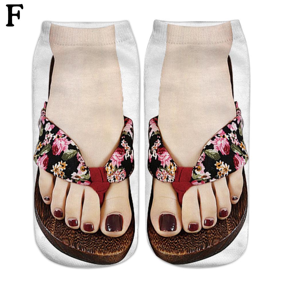 Schattige Voetprint 3D Sokken Voor Dames Kawaii Lage Enkel Femme Meisjes Katoenen Sokken Casual Grappig Creatieve Sokken Gelukkig Calcetines
