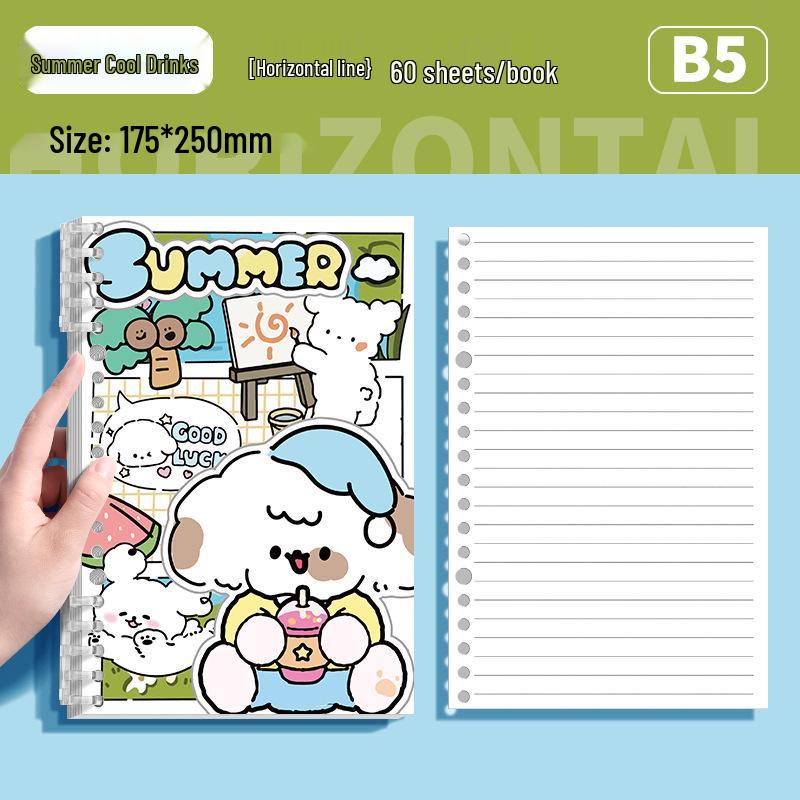 Puppy Paradise Cute Cartoon Loose-Leaf Notebook - Comfortable, Detachable, Ideal for Students