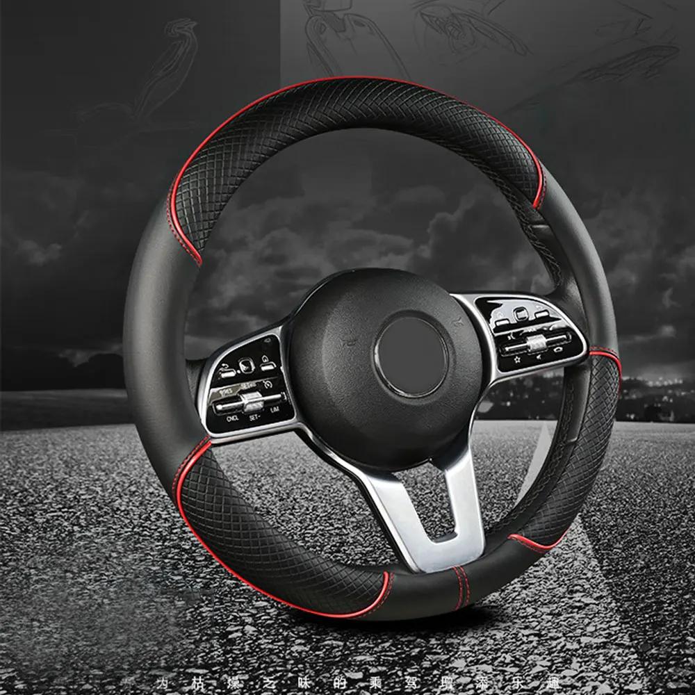 1Pc Universal Car PU Leather Steering Wheel Cover Universal Car Interior Decoration Protection Steering Wheel Cover Accessories
