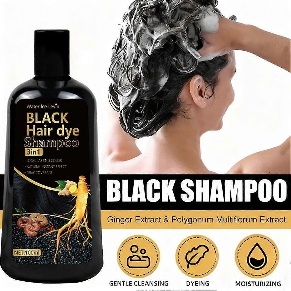 Black Hair Dye Shampoo, Black Instant Hair Color Shampoo, 3-in-1 Herbal Black Hair Dye Shampoo For Men Women