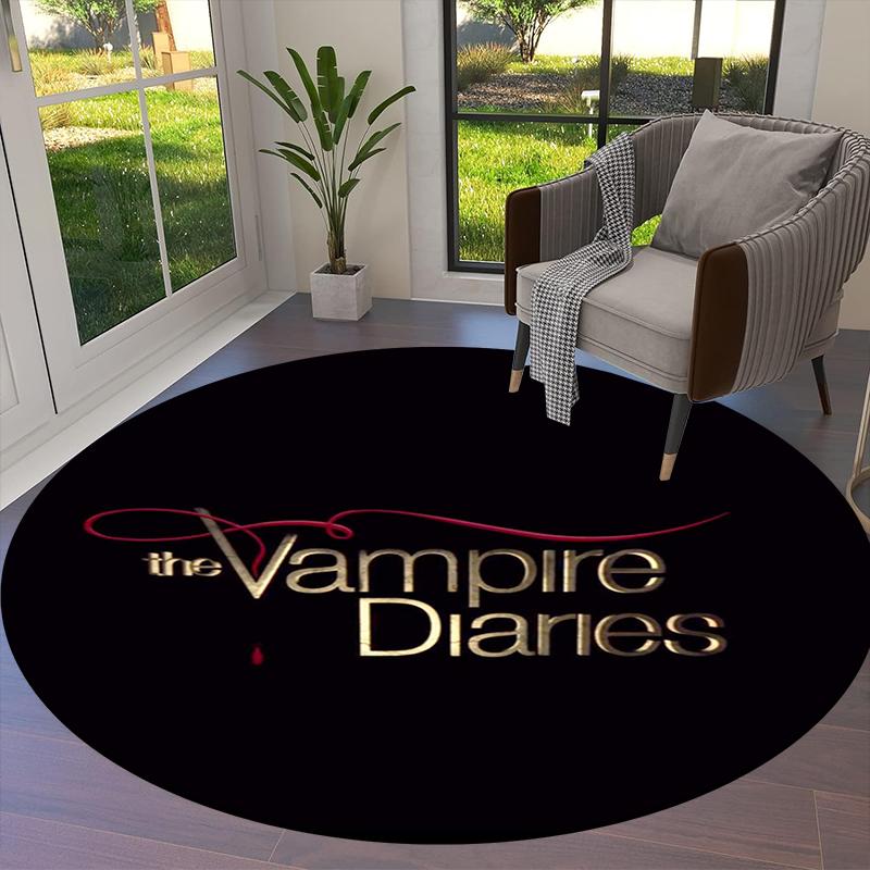 Tapete Redondo Cool TV The Vampire Diaries, Tapete para Sala de Estar Quarto Sofá Sala de Jogos Decoração, Tapete de Chão Antiderrapante Q0046