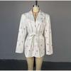 Women's Spring/summer 2025 New Fashion Printing Loose Suit Collar Lace-up Waist Suit Jacket