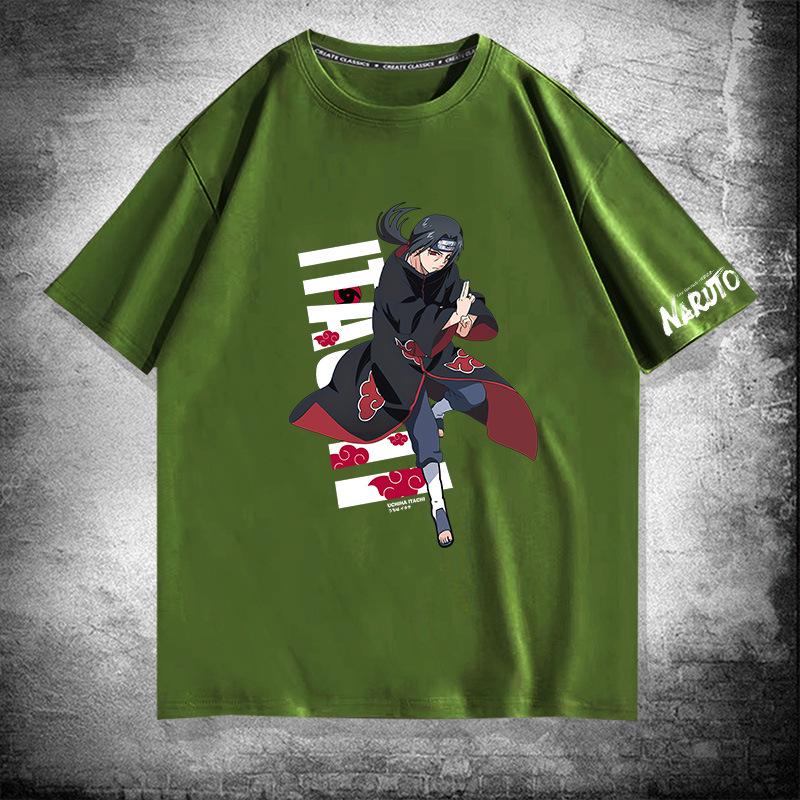 Naruto surrounding ferret god anime print cotton short-sleeved T-shirt men's summer loose shoulder half-sleeved top