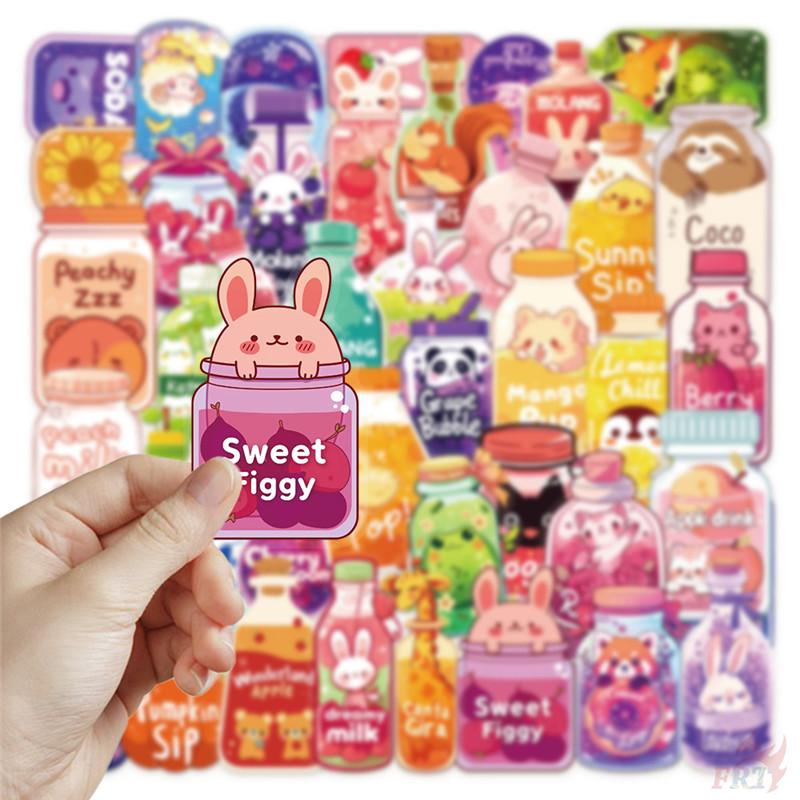 50Pcs/Set Funny Animals Juice Bottle Series 01 PET Stickers Waterproof DIY Fashion Doodle Decals Stickers