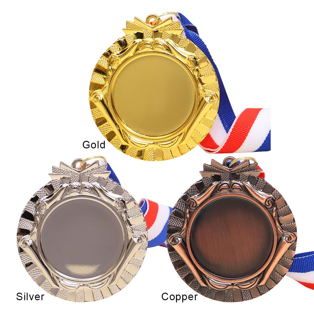 6.5cm Gold/Silver/Bronze Medal Class Rewards with Neck Ribbon Competition Awards Metal Winner Medals for Competitions Party Race