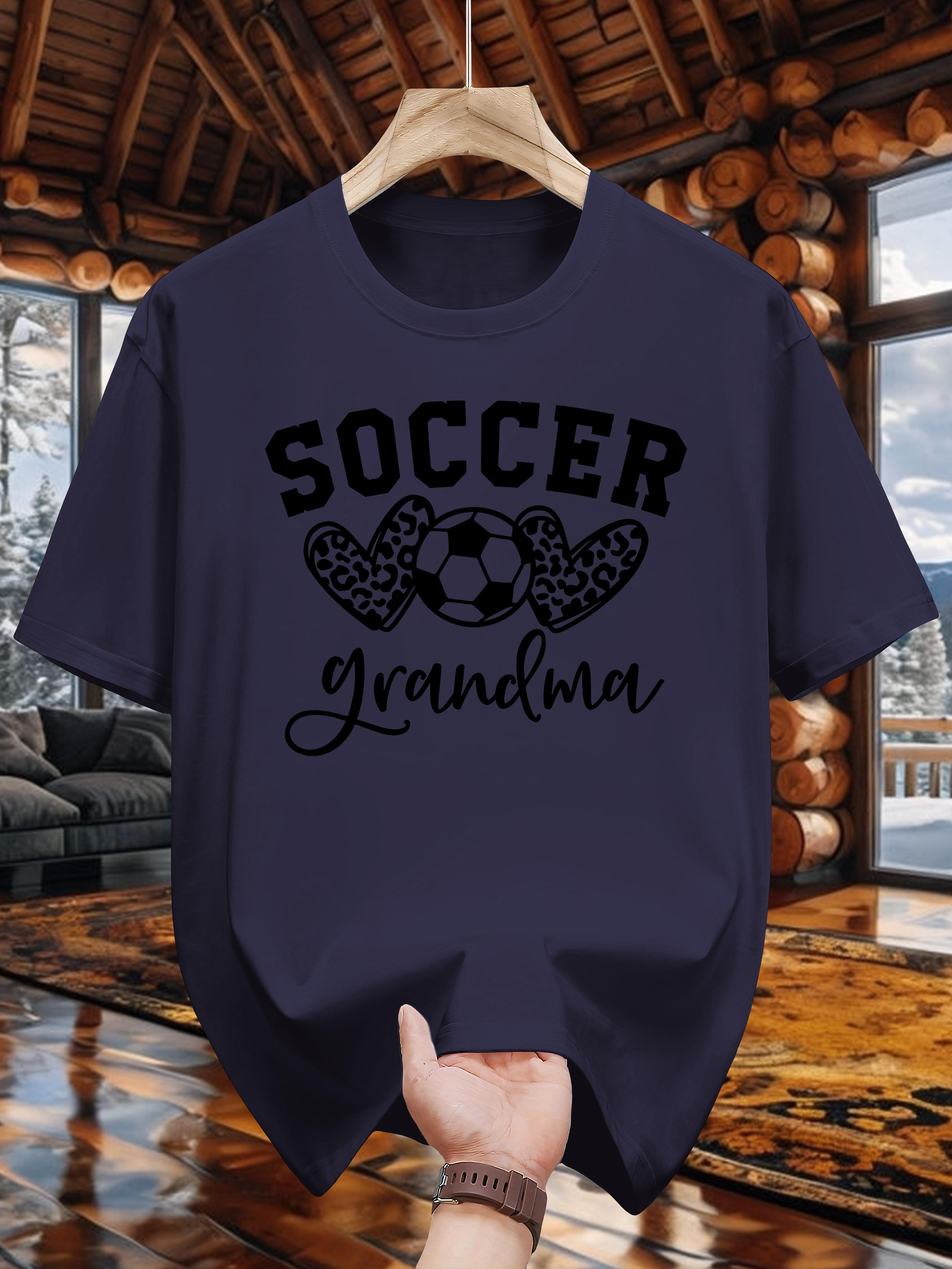 Grandma Soccer Graphic T-shirt - 100% Cotton Casual Crew Neck Tee XXXL
