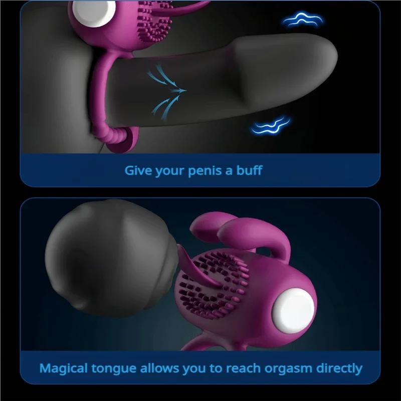 Vibrating Cock Ring for Men Silicone Penis Rings Intense Vibration Mens Vibrator Longer Harder Stronger Erection Adult Sex Toys