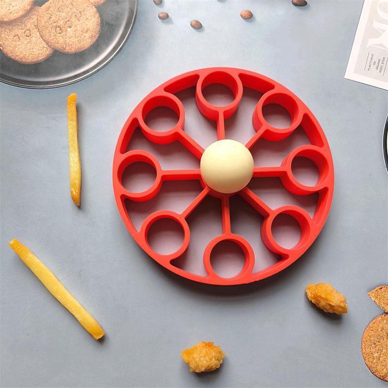 9-Hole Round Egg Steamer 648 Silicone Mold Round Steamer Drain Heat Insulation Pad Egg Tray Baking Tool