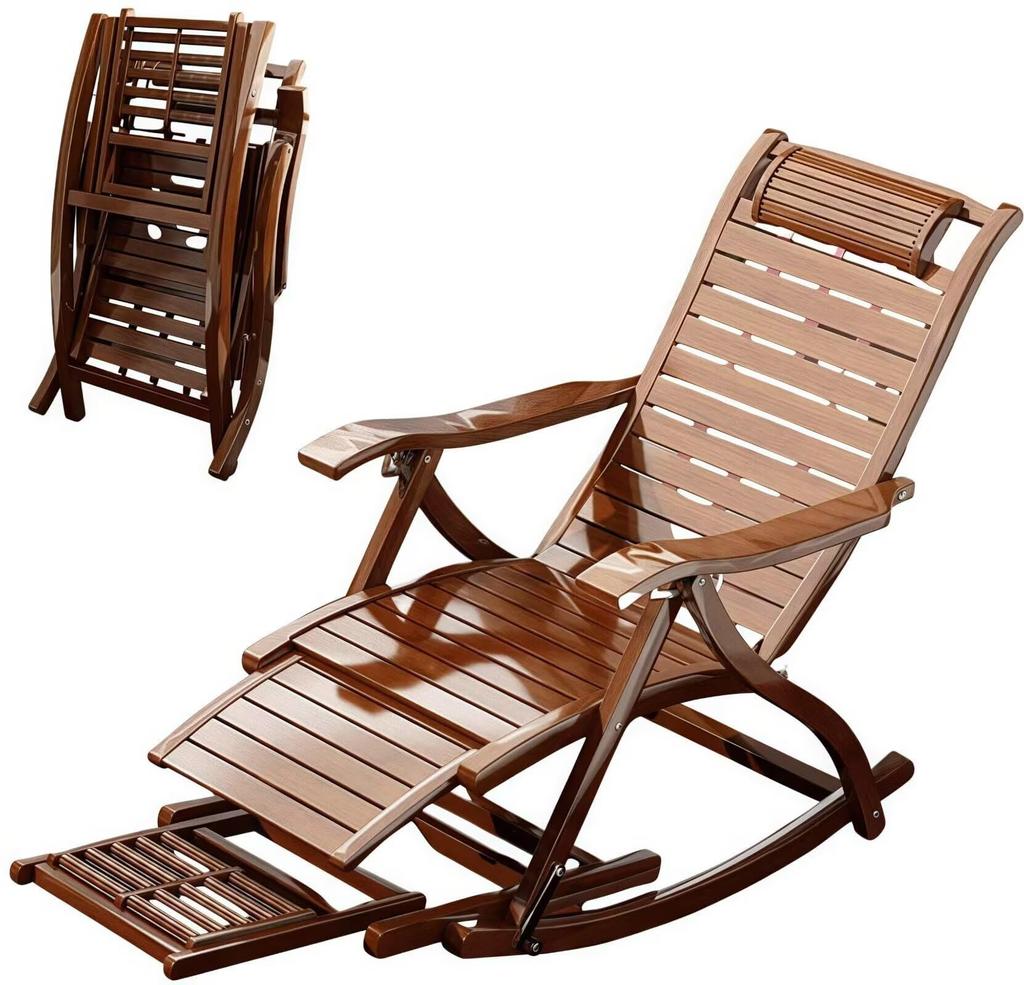 EastEamily Bamboo Rocking Relaxation 200kg Weight Garden Easy to Neck Massage Single Easy Suitable for Indoor and Outdoor Use Chair, Chair, 5-Level