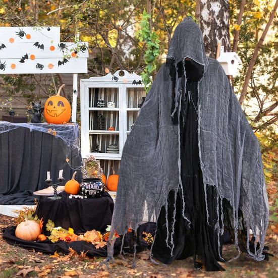 Halloween Hooded Cloak Medieval Renaissance Gothic Wizard Cape with Hood Scary Grim Reaper Cosplay Costume for Men Women