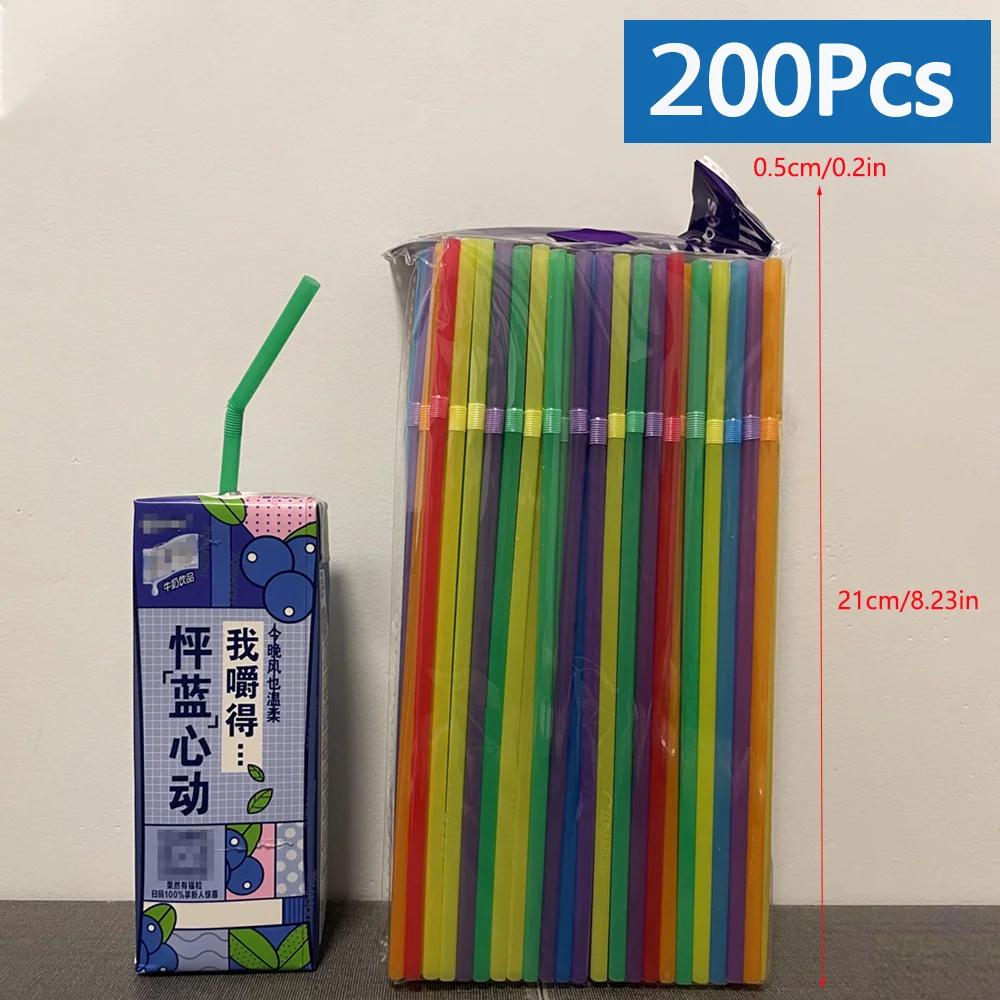 50-3000PCS Black&Colorful Drinking Straws Party Rietjes Kunststof Beverage Straw Milk Tea Kitchen Accessory Wholesale