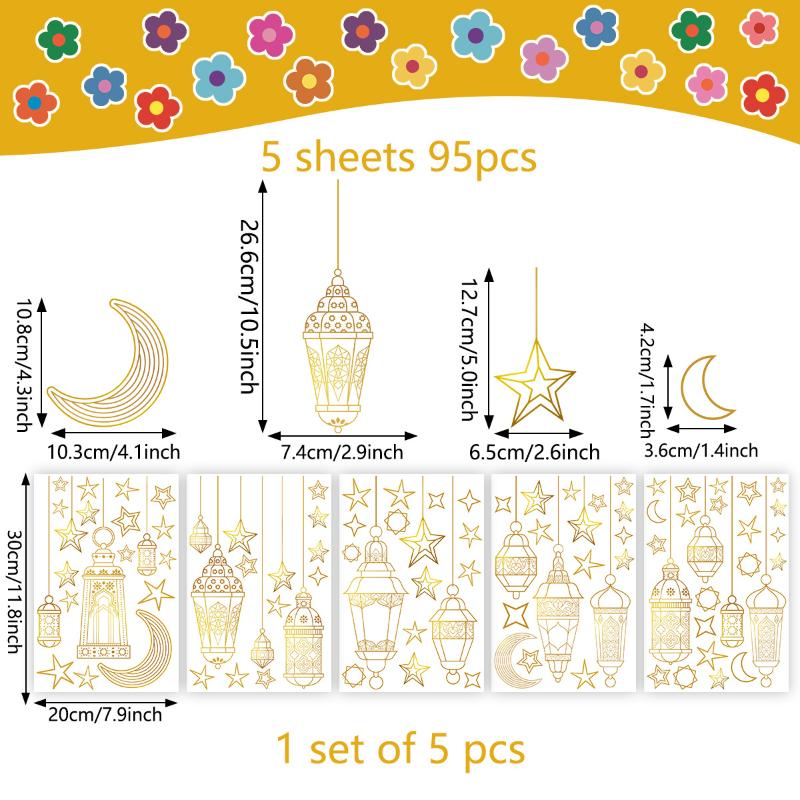 Ramadánové samolepky na zeď Islámské muslimské samolepky na zeď Eid Mubarak Ramadánová lucerna Měsíc Hvězda Dekorace na okno Pro domácí dekorace