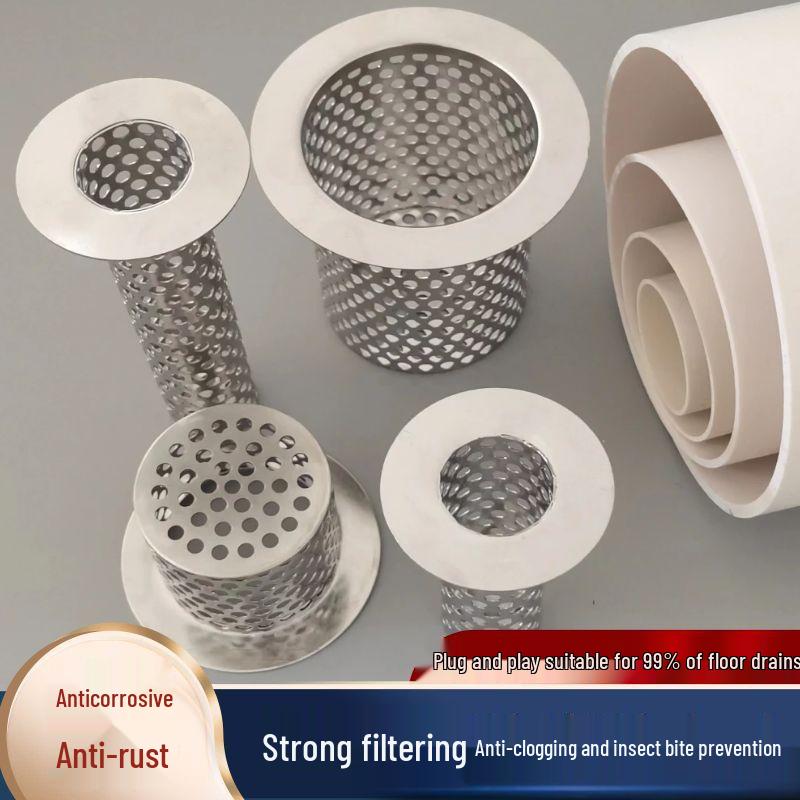 Filtro per Scarico Capelli Anti-Intasamento in Acciaio Inossidabile e Copertura a Rete Anti-Insetti per Lavandini del Bagno.