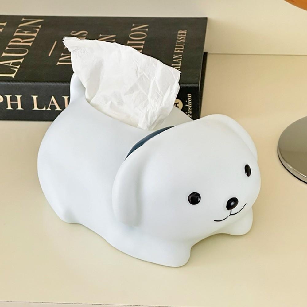 Decorative Little Dog Tissue Storage Box Figure Model Little White Dog Model Toy  Children/Kids