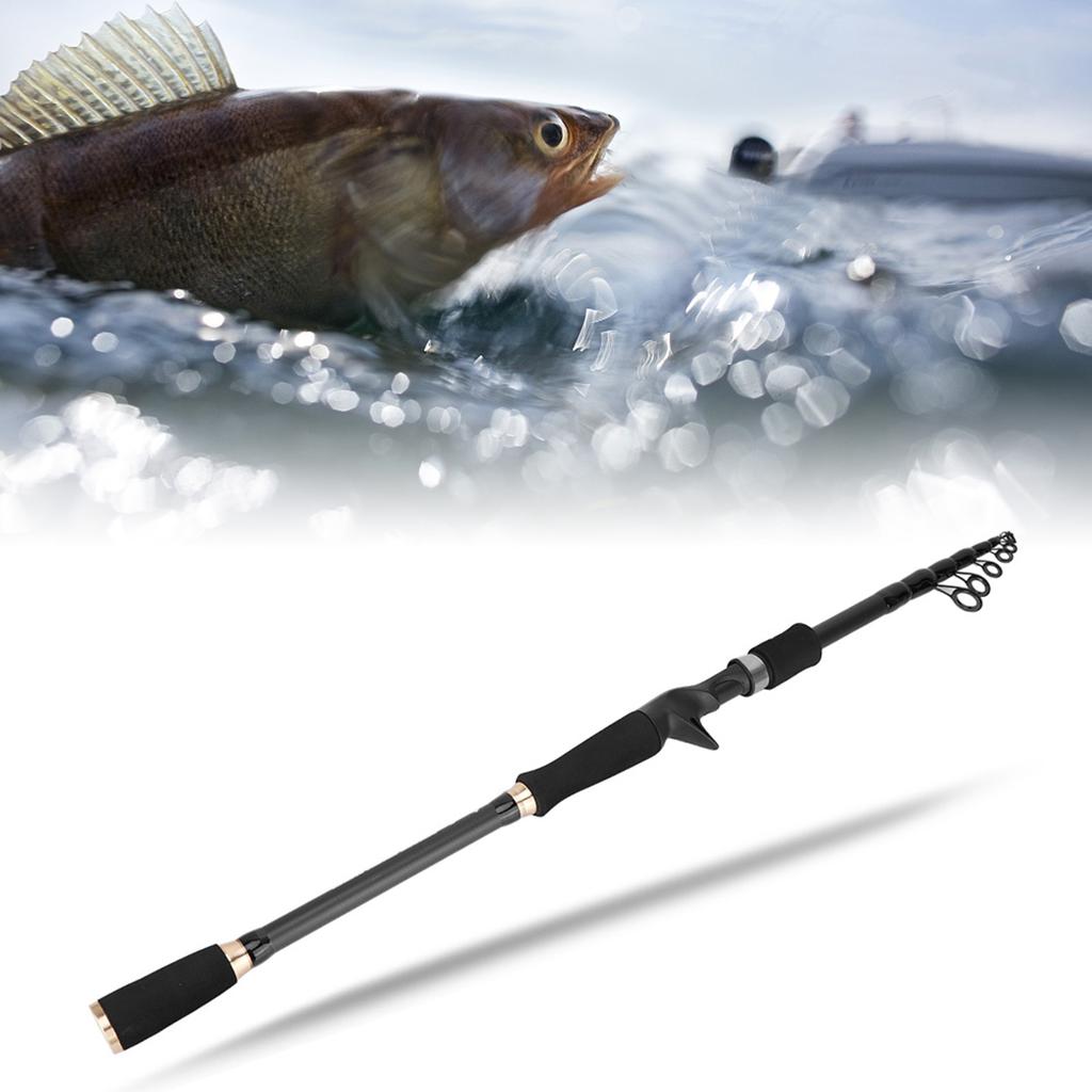 Black Carbon Fiber Fishing Rod Ultra Light Portable Travel Pole Pikestaff Handle(Casting 2.7M)