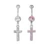 Rhinestone Crucifix Belly Button Ring Punk Belly Piercing Jewelry Trendy Cross Navel Ring  Couple