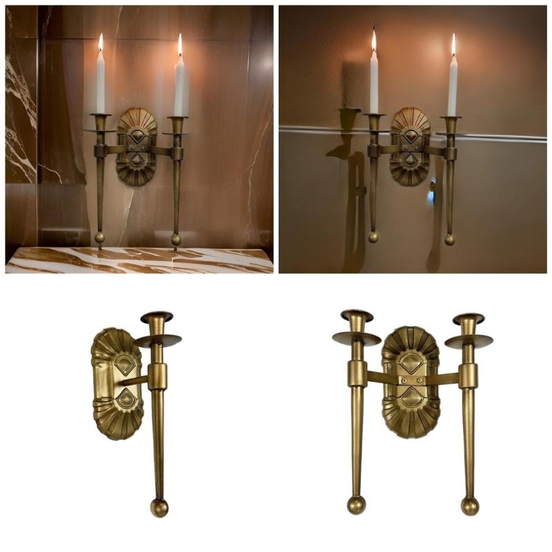 Antique European Styles Metal Candle Sconce Wall Mount Candle Holder Candlestick for Living Room and Wedding Decoration